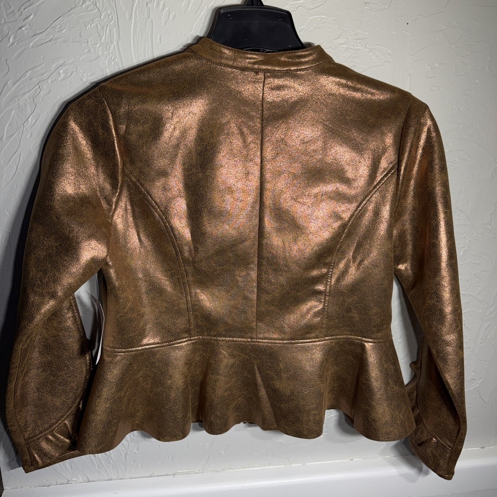 C Wonder Christian Siriano Metallic Knit Ruffle Jacket In Bronze WM M PETITE NWT - Picture 5 of 9